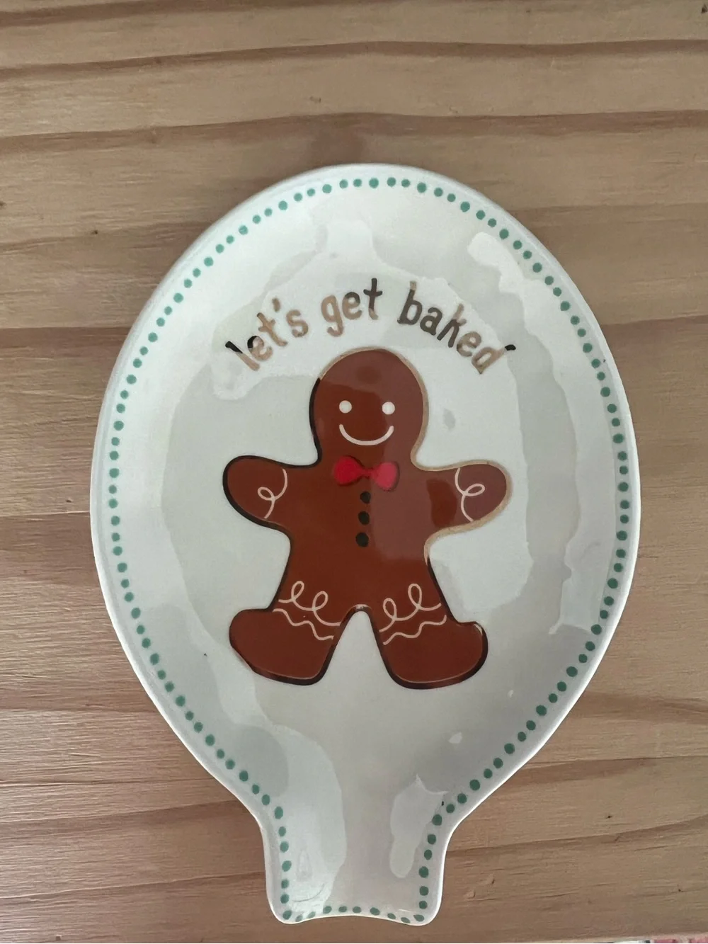 White Spoon Rest with Gingerbread man 